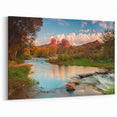 Tranquil River Rock Wall Art - Scenic Landscape with Red Rock Formations
