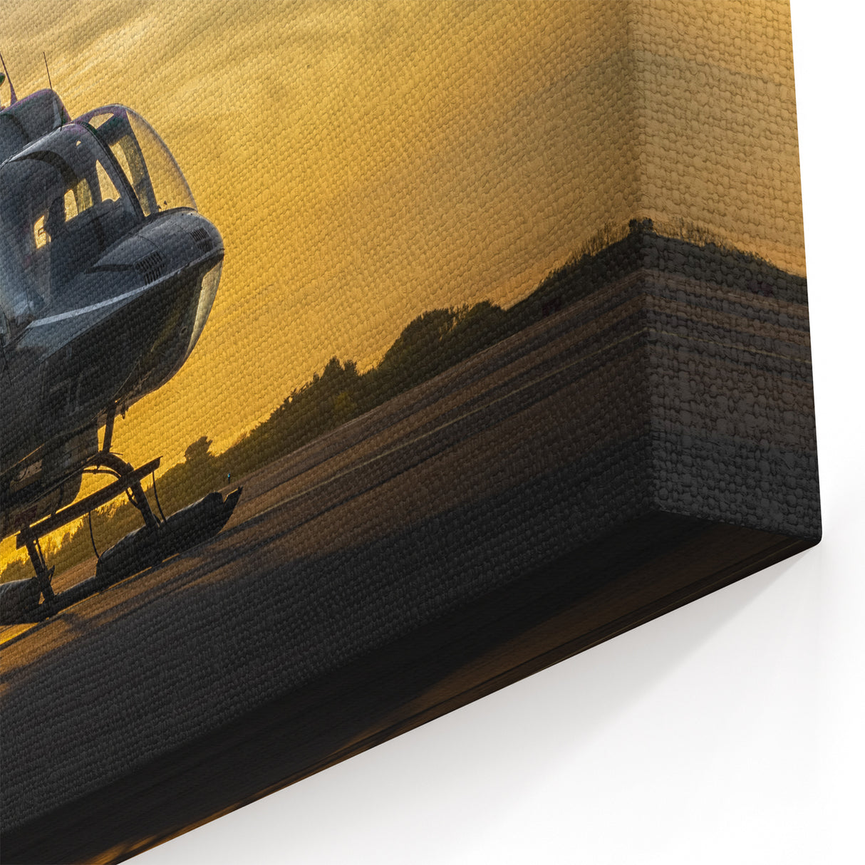 Sunset Helicopter Wall Art: Aviation Canvas Prints for Home Decor