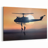 Sunset Military Operation Wall Art: Helicopter Canvas Prints for Decor