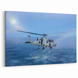 Naval Helicopter Over Ocean Wall Art: Aviation Canvas Prints for Decor