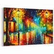 Vibrant Night Street Art - Colorful Urban Lamp Canvas - Expressive Decor