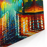 Vibrant Night Street Art - Colorful Urban Lamp Canvas - Expressive Decor