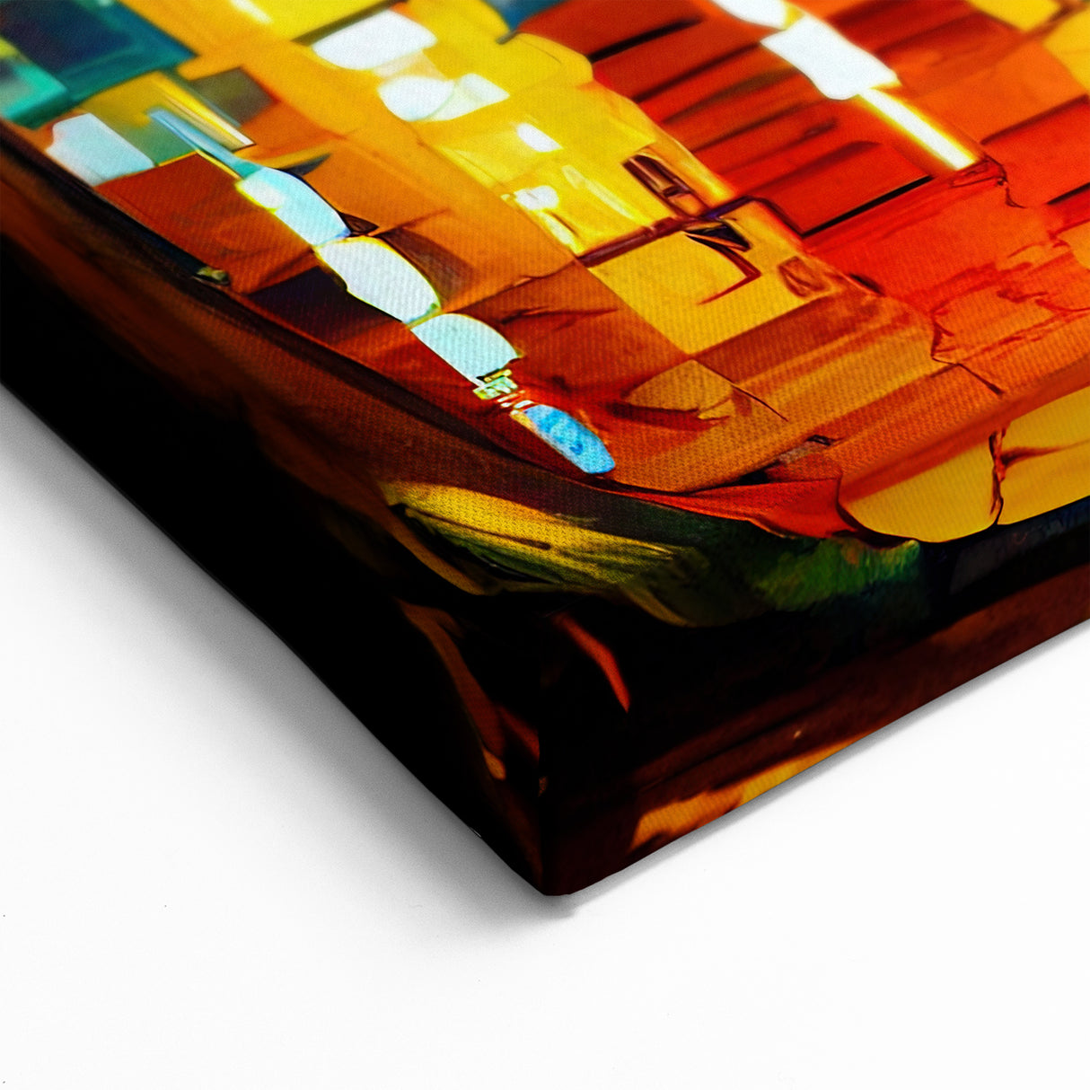 Vibrant Night Street Art - Colorful Urban Lamp Canvas - Expressive Decor
