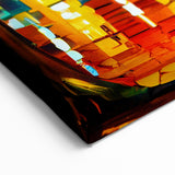 Vibrant Night Street Art - Colorful Urban Lamp Canvas - Expressive Decor