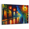 Colorful Night Street Art - Radiant Urban Lamp Canvas - Vibrant Decor