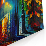 Colorful Night Street Art - Radiant Urban Lamp Canvas - Vibrant Decor