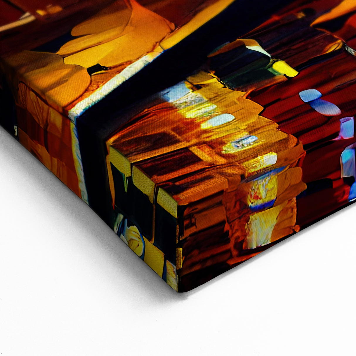 Colorful Night Street Art - Radiant Urban Lamp Canvas - Vibrant Decor