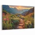 Sunlit Mountain Pathway Art - Vibrant Nature Trail Canvas Print