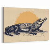Retro Alligator Illustration - Gator Canvas Art for Rustic Decor