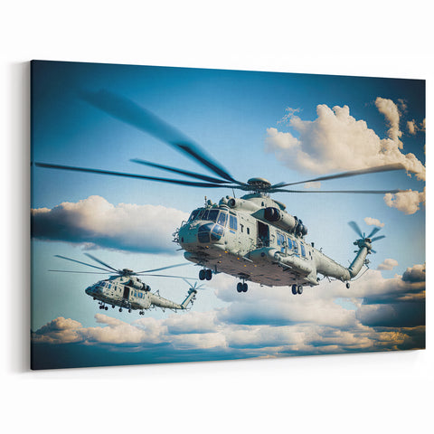 Military Helicopter Formation Wall Art: Aviation Canvas Prints for Decor