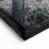 Service Vehicles Wall Art - Rustic Wagon Wheel Close-Up Monochrome Print