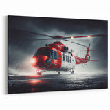 Rescue Helicopter in Storm Wall Art: Dramatic Aviation Canvas Prints