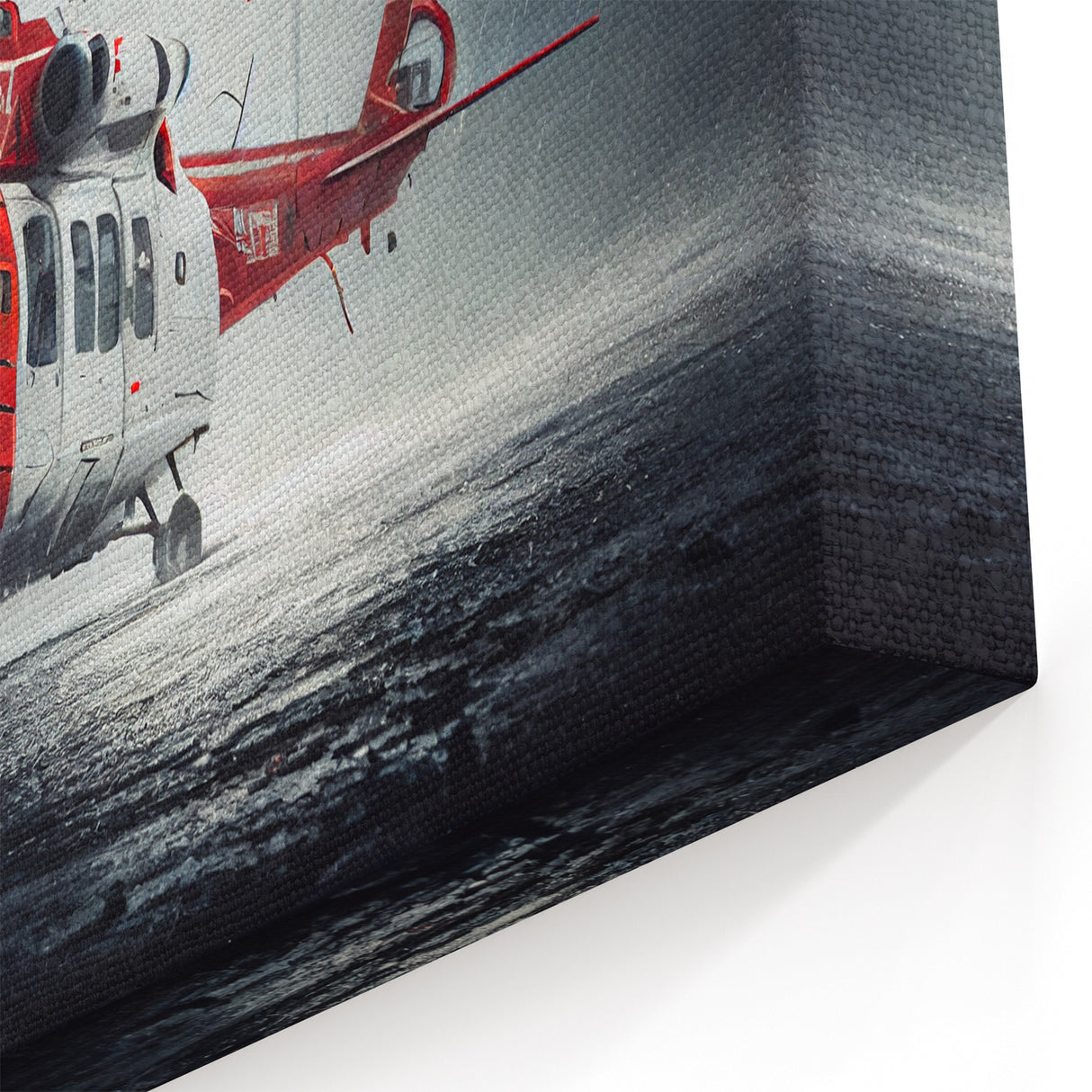 Rescue Helicopter in Storm Wall Art: Dramatic Aviation Canvas Prints