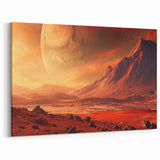 Martian Landscape Rock Wall Art - Surreal Red Planet Scenery Print