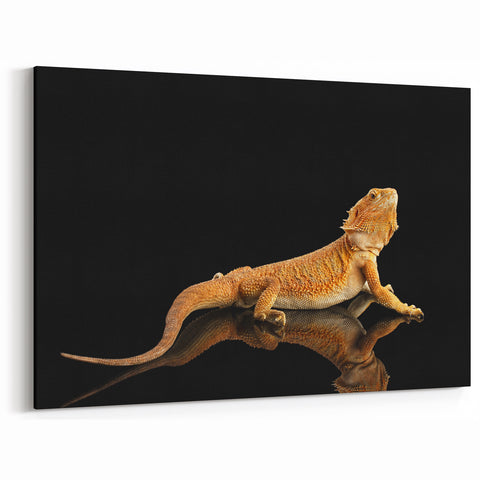 Golden Lizard Wall Art Reptile Canvas Print for Wildlife-Themed Decor