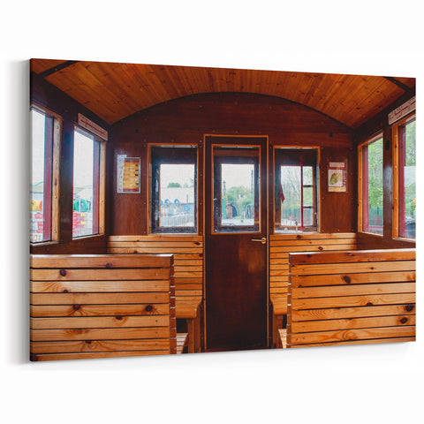 Service Vehicles Wall Art - Rustic Wooden Train Car Interior Print