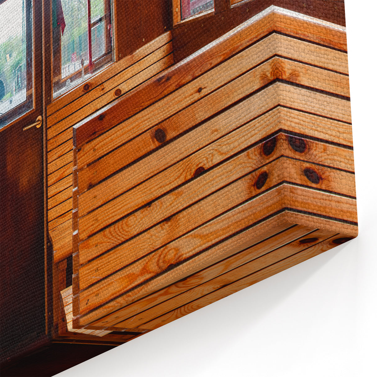 Service Vehicles Wall Art - Rustic Wooden Train Car Interior Print