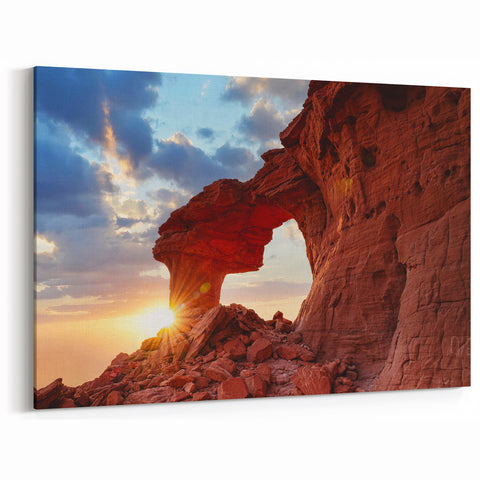 Red Rock Arch Wall Art - Dramatic Sunset Landscape with Natural Formations