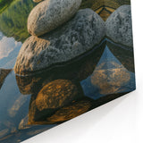Balanced Stones by the Lake – Nature Rocks Landscape Rock Wall Art