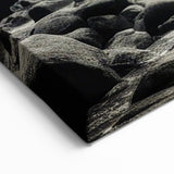 Misty Waterfall with Rocks – Dramatic Black and White Rock Wall Art
