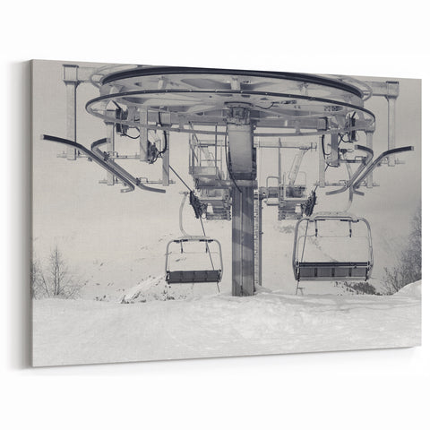 Service Vehicles Wall Art - Ski Lift Mechanism in Snowy Mountains Print