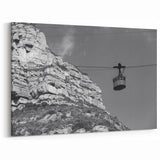 Service Vehicles Wall Art - Cable Car in Mountain Landscape Monochrome Print
