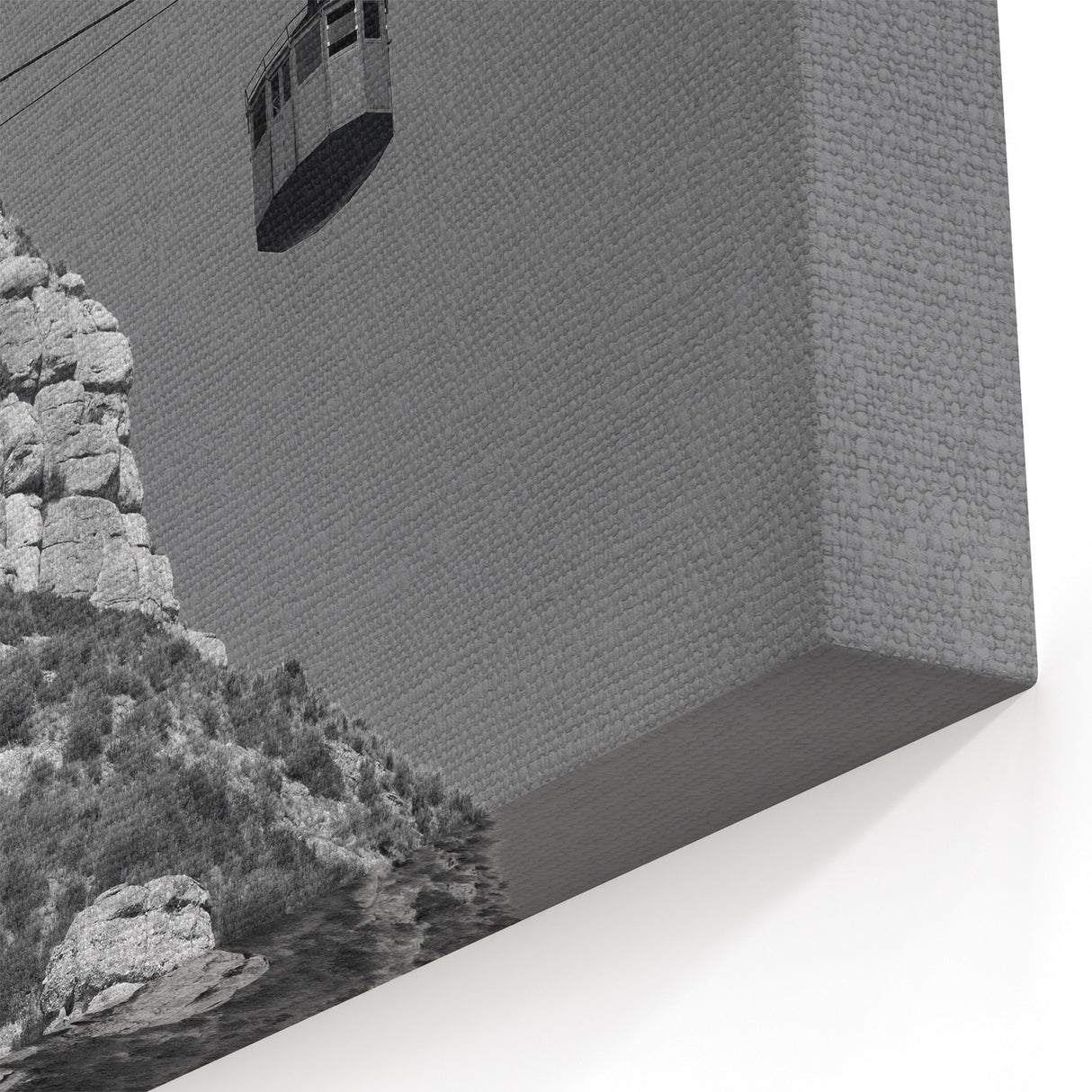 Service Vehicles Wall Art - Cable Car in Mountain Landscape Monochrome Print