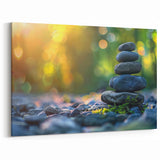 Stacked Stones at Sunrise – Vibrant Nature Rocks Landscape Wall Art