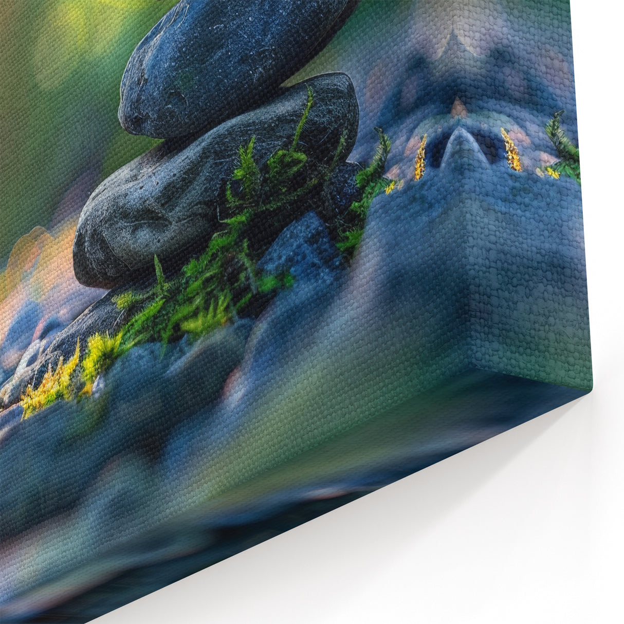 Stacked Stones at Sunrise – Vibrant Nature Rocks Landscape Wall Art