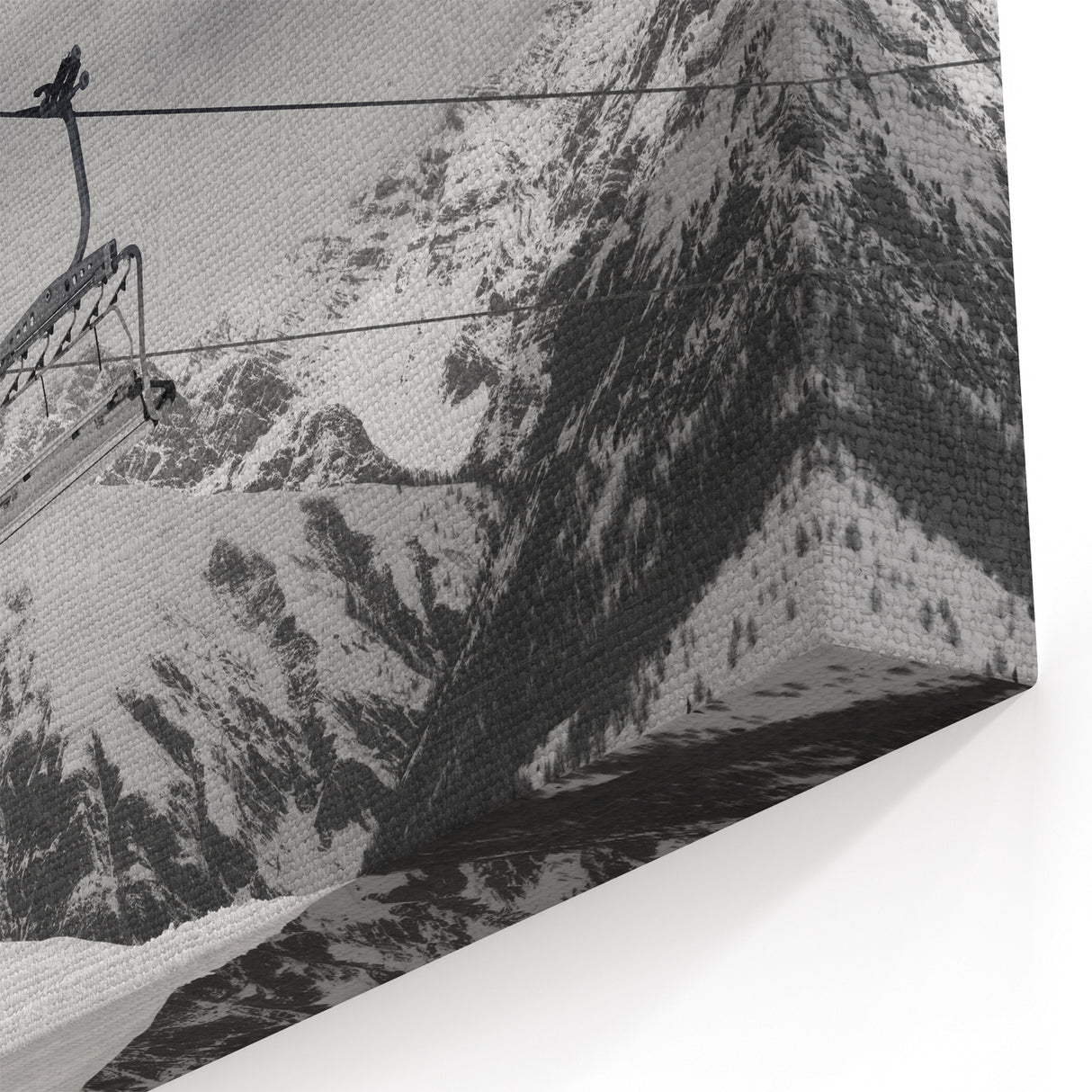 Service Vehicles Wall Art - Empty Ski Lift in Snowy Mountains Print