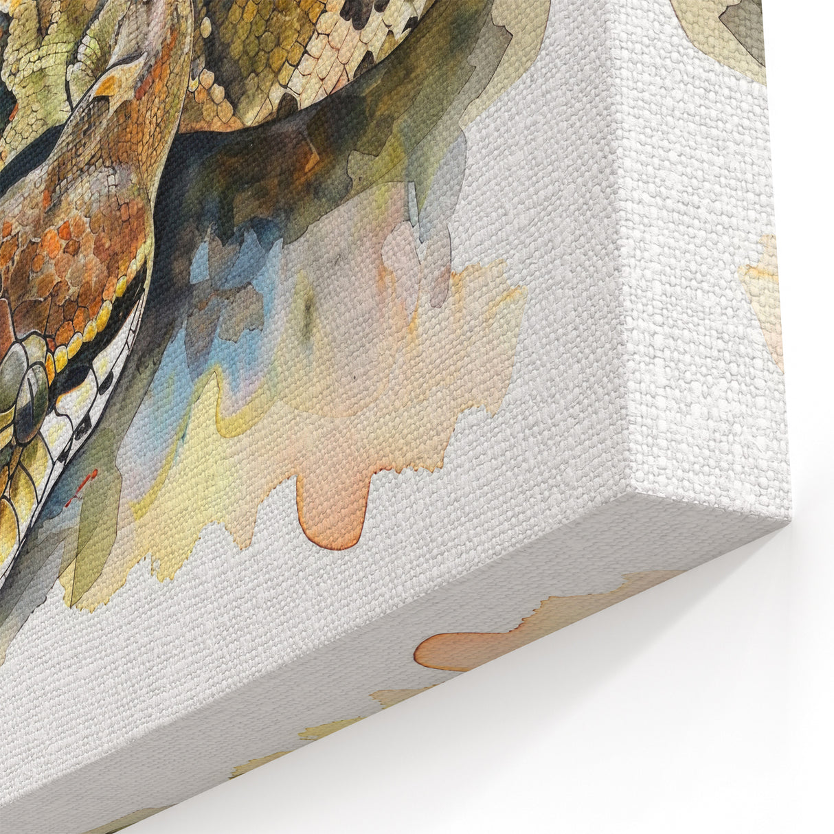 Earthy Tones Snake Watercolor Wall Art - Serpent Canvas Print Decor