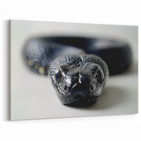 Elegant Black Snake Wall Art - Serpent Canvas Print for Wildlife Decor