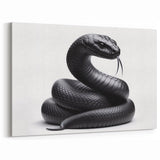 Intimidating Black Snake Wall Art - Serpent Canvas Print for Bold Decor
