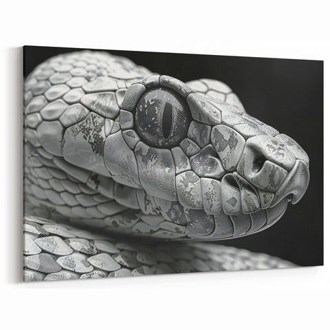 Textured Gray Snake Wall Art - Serpent Canvas Print for Modern Decor