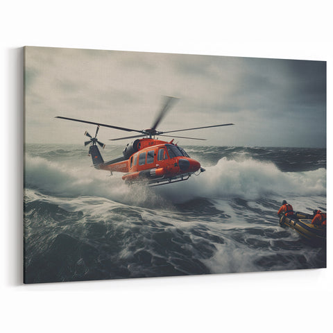 Dynamic Rescue Helicopter Wall Art - Aviation Canvas Print for Home Decor