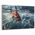 Rescue Helicopter Over Ocean Wall Art - Dynamic Aviation Canvas Print