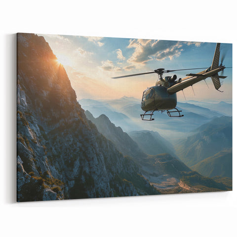Mountain Helicopter Wall Art - Breathtaking Aviation Canvas Print