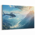 Aerial Mountain View Helicopter Wall Art - Stunning Aviation Print