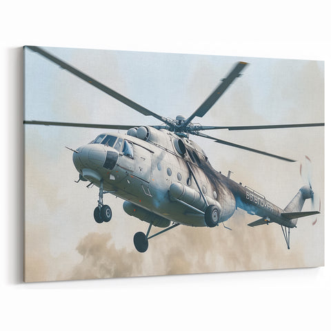 Military Helicopter in Flight Wall Art - Bold Aviation Canvas Print