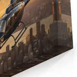 City Skyline Helicopter Wall Art - Elegant Aviation Canvas Print