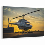 Sunset Helicopter on the Tarmac Wall Art - Elegant Aviation Print
