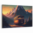 Mountain Sunset Tram Wall Art - Scenic Service Vehicle Print