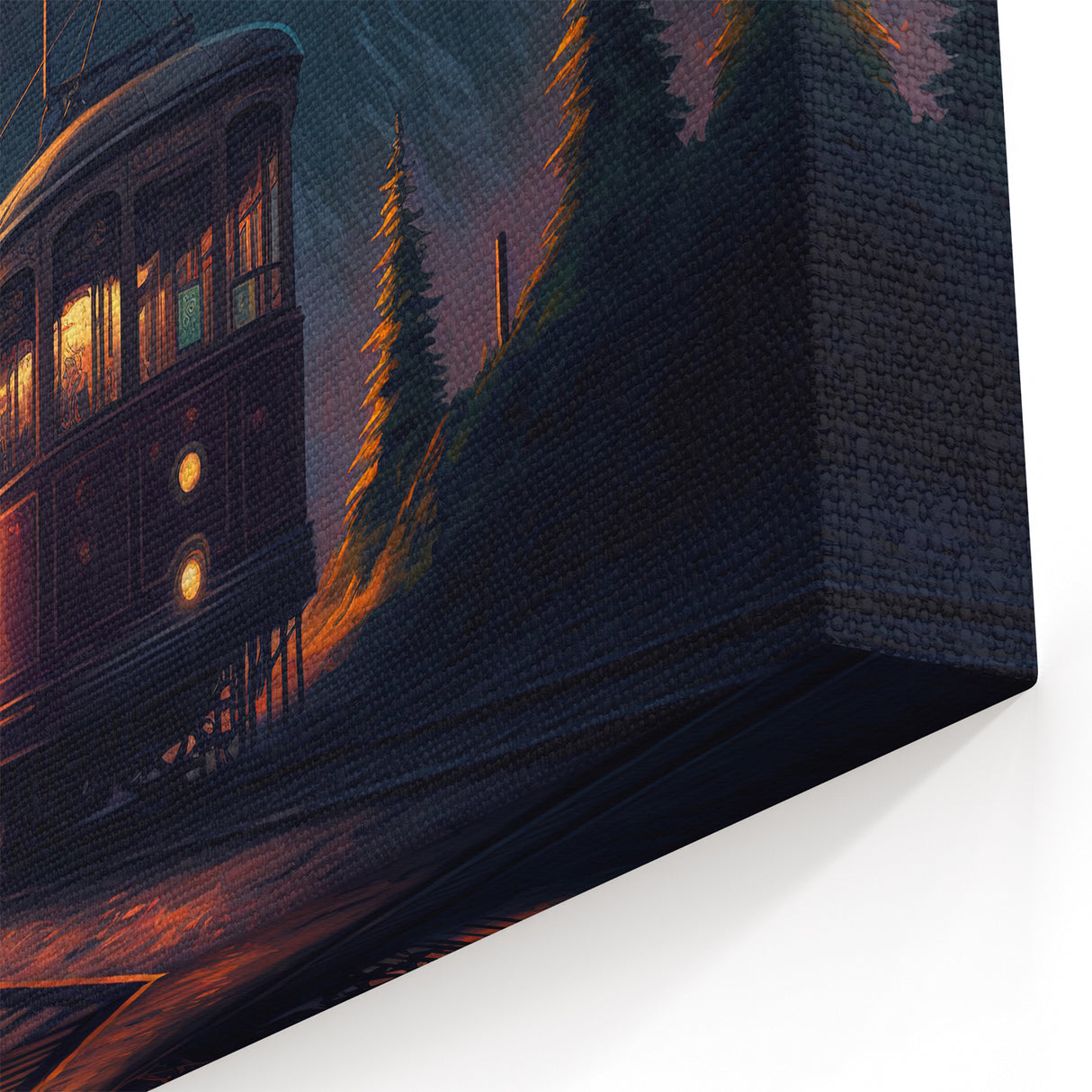 Mountain Sunset Tram Wall Art - Scenic Service Vehicle Print