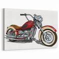 Custom Motorcycle Artwork - Retro Red Bike Illustration Canvas Print