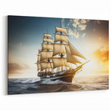 Majestic Tall Ship at Sunset Wall Art | Nautical Canvas for Coastal Homes