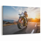 Modern Motorcycle Photography - High-Speed Sunset Ride Wall Art