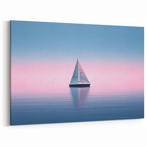 Serene Pastel Sailboat Wall Art | Minimalist Nautical Canvas Decor