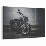 Sleek Black Motorcycle Wall Art - Modern Industrial Canvas Print