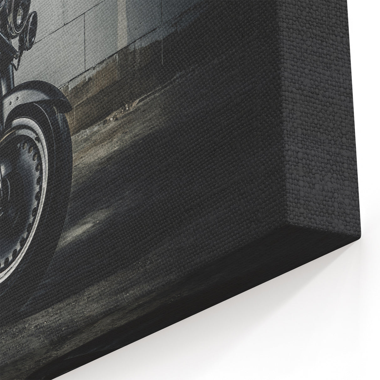 Sleek Black Motorcycle Wall Art - Modern Industrial Canvas Print