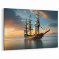 Historic Tall Ship at Dawn Wall Art | Nautical Canvas for Coastal Decor